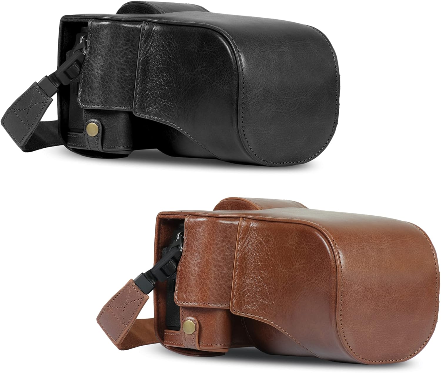 MegaGear Ever Ready Genuine Leather Camera Case Compatible with Fujifilm X-T5 (16-80mm)(Brown)