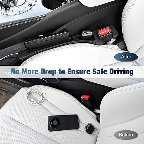 Miniatura 5 de Relleno de espacio para asiento de automóvil con portavasos para automóvil, organizador de costuras laterales sin caída con inserto de portavasos de