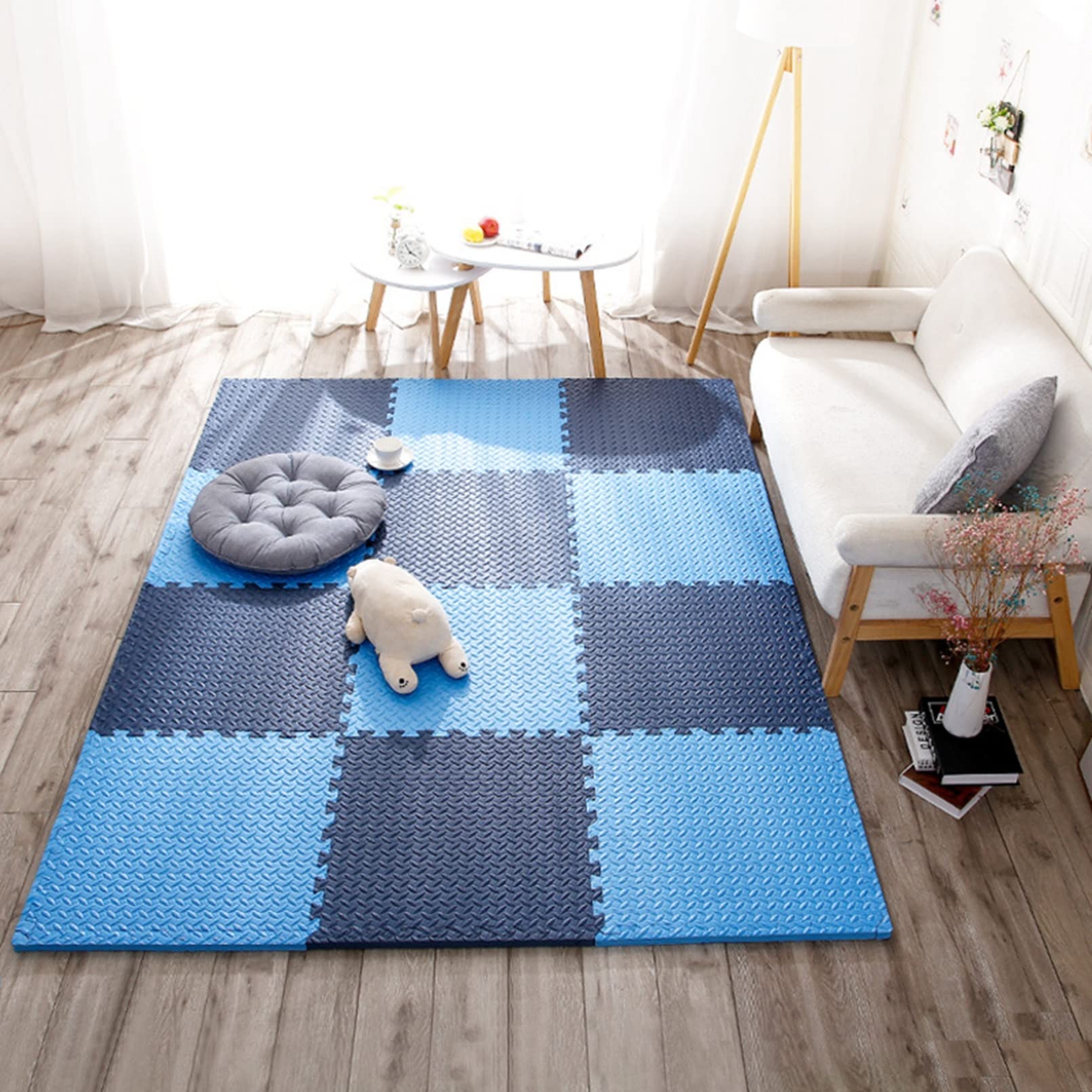 Amazon｜ジョイントマット パズルマット ブルー+ネイビー 60×60×2.5CM