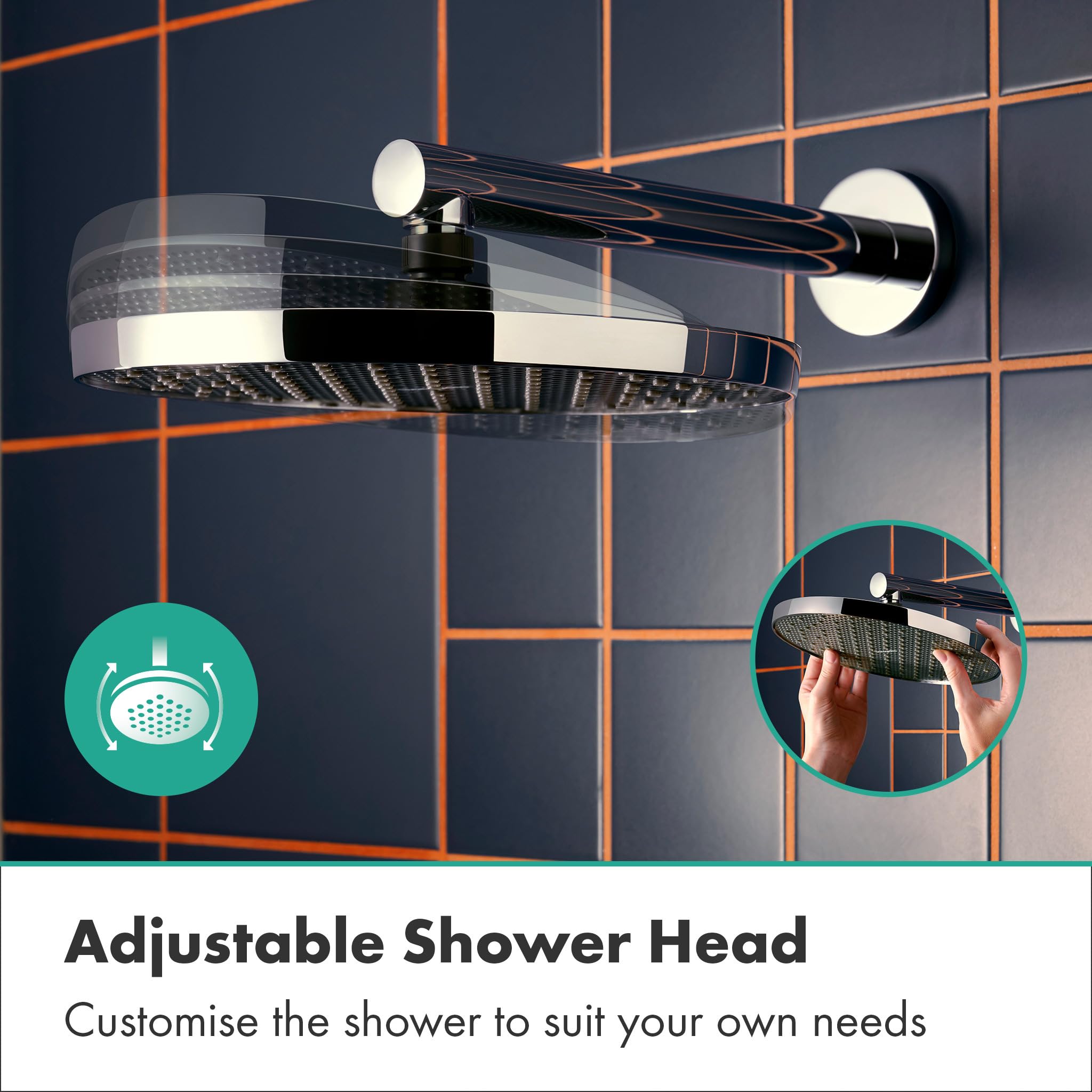 hansgrohe Activera S - wassersparende Kopfbrause (EcoSmart+), runde Duschbrause (240 mm), Regendusche mit 1 Strahlart für Wand- oder Deckenmontage, Brausekopf mit Antikalk-Funktion, Chrom, 28057000