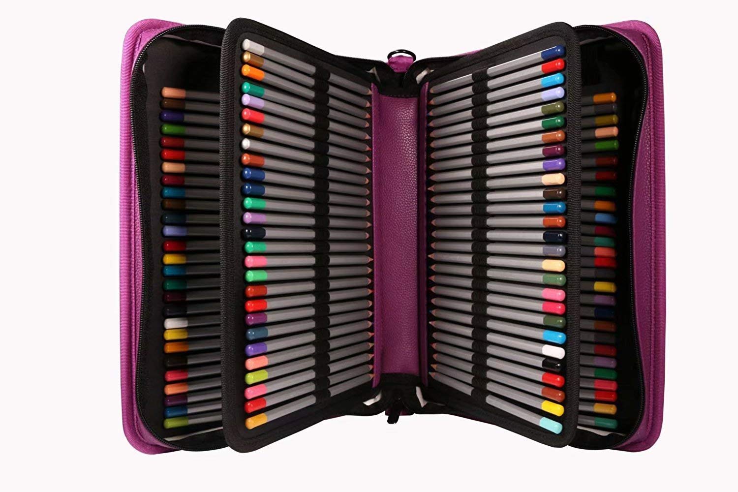 160 slots Astuccio Matite Grande in Pelle Astuccio Scuola Cancelleria Borsa per Matite Colorate Portamatite per Studenti e Artisti(Viola)