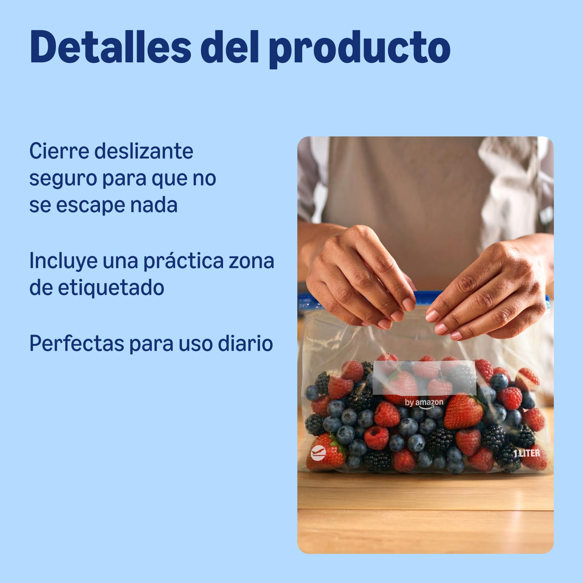 by Amazon - Bolsas de congelación con cierre deslizante Cremallera, (1 litro, 20 unidades)