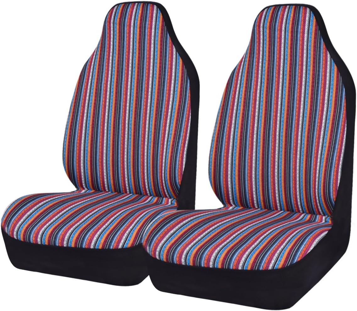 Universal Boho Car Seat Cover High Back Ethic Style Two Front, Breathable, Fit for Cars, Vans, Trucks, Sedans, SUVs(Two Front, Colorful)