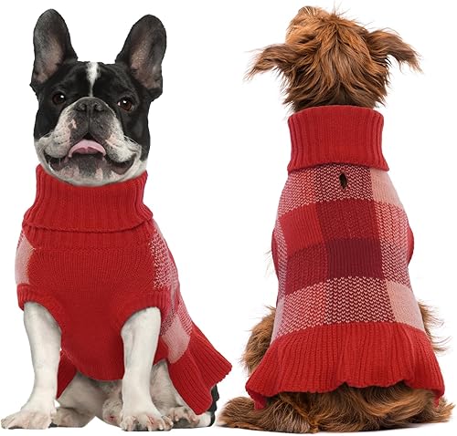 Miniatura 3 de QBLEEV Vestido de suéter para perros pequeños, suéteres para cachorros, ropa de punto, suéteres para mascotas, suéteres cálidos de invierno para