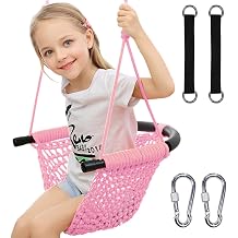 Hi-Na Kids Tree Swing Seat for Kids Rope Swing Seat, Indoor Swing for Kids Outdoor, Backyard Swing Tree Swing Seat Door Swing Pink