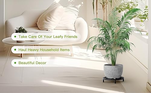 Miniatura 10 de Zhongma Juego de 3 soportes de metal para plantas en maceta pesada, capacidad de 220 libras y construcción resistente, soporte bajo para plantas