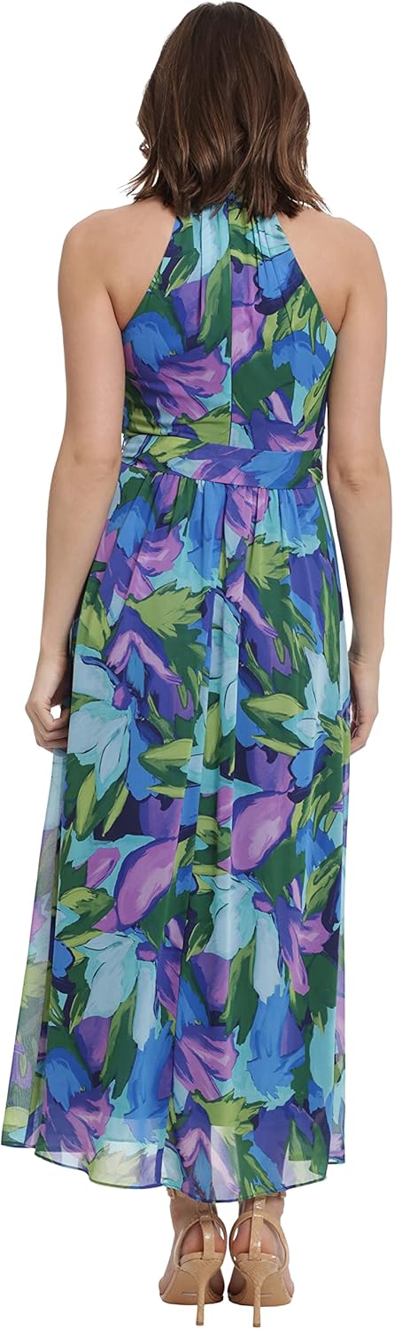 London Times Womens Twist Neck Halter Maxi Dress - Image 4