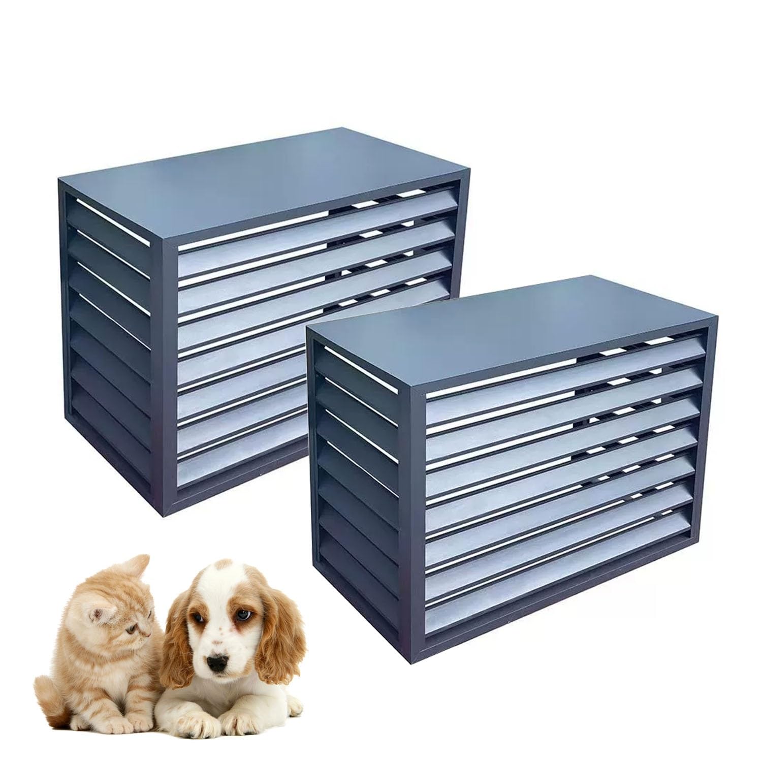 Vallas para aire acondicionado exterior gris de 110 cm: juego de 2 cubre unidades antirrobo