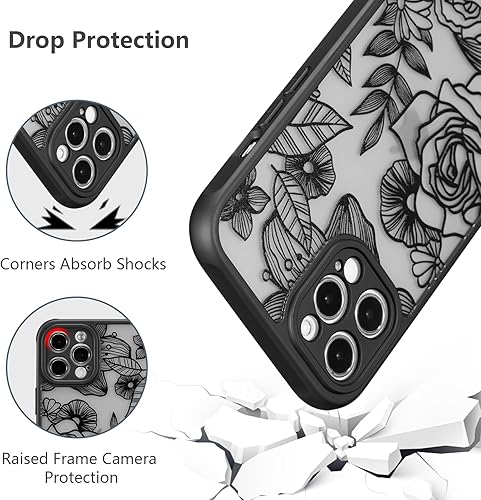 Miniatura 5 de XIZYO Funda para iPhone 15 Pro Max, funda floral para iPhone 15 Pro Max, bonita funda estética con patrón de flor de rosa para mujeres y niñas,