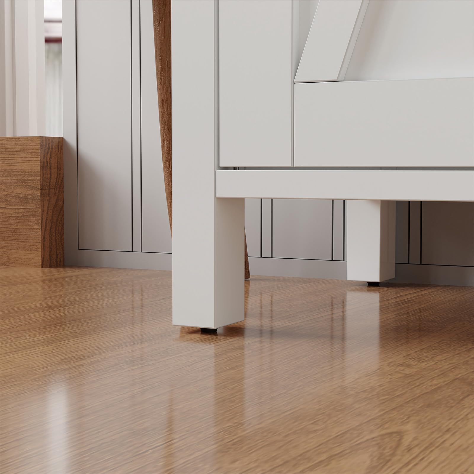 Aparador de Madera Maciza - Armario de 2 Niveles con Puerta - Tablero de 3 cm de Grosor - para Comedor, Salón, Recibidor - 76×40×80 cm - Marrón y Blanco