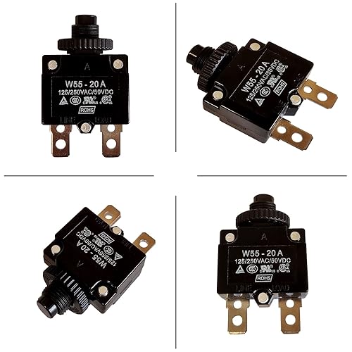 Miniatura 3 de Disyuntor térmico, protector de sobrecarga con botón pulsador, CA 125250 V, 20 A, entrada de energía, protector de sobrecarga térmica (20 A)