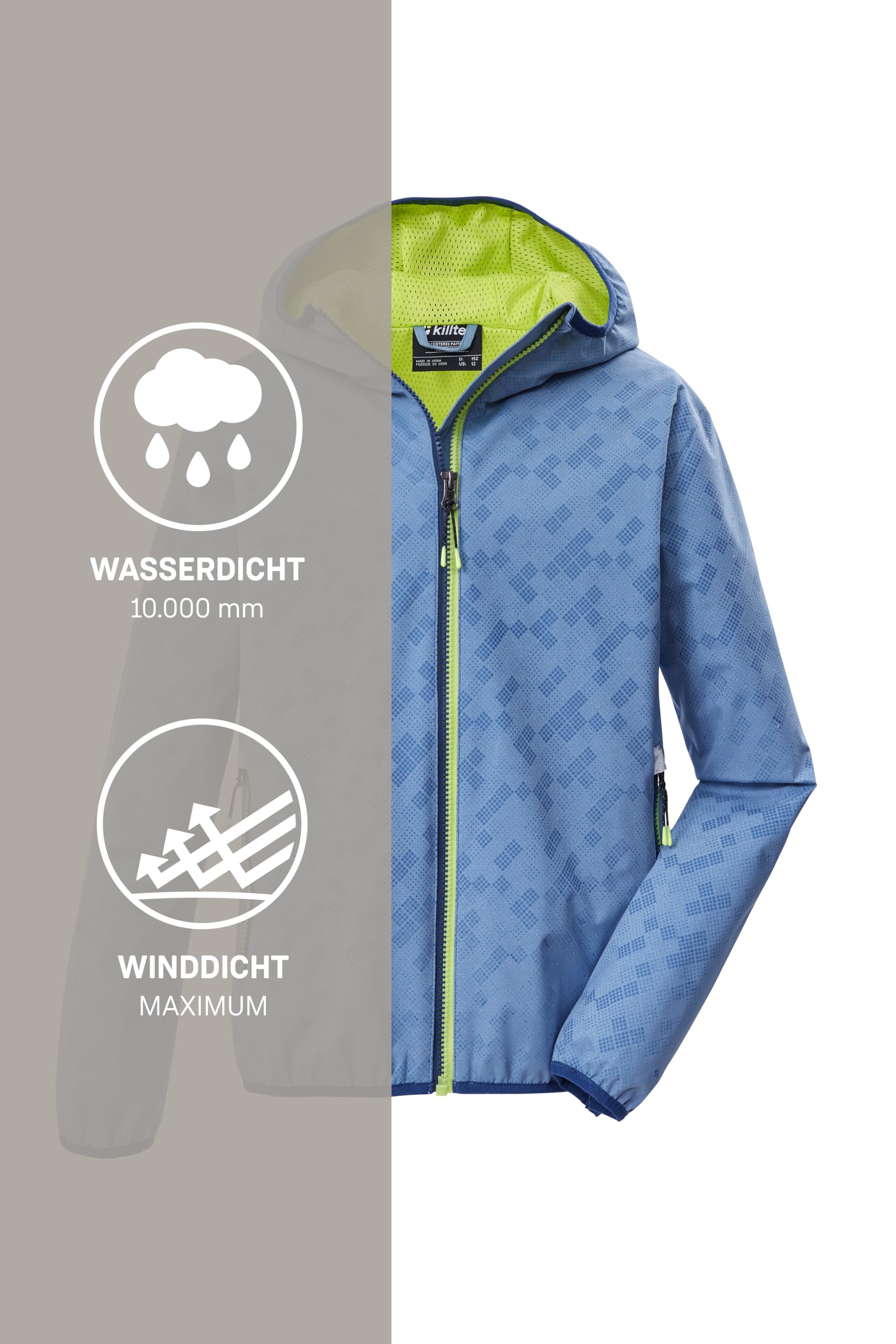 killtec Jungen Funktionsjacke/Regenjacke wasserdicht mit Kapuze und Magic Print KOS 145 BYS JCKT, 44090-000