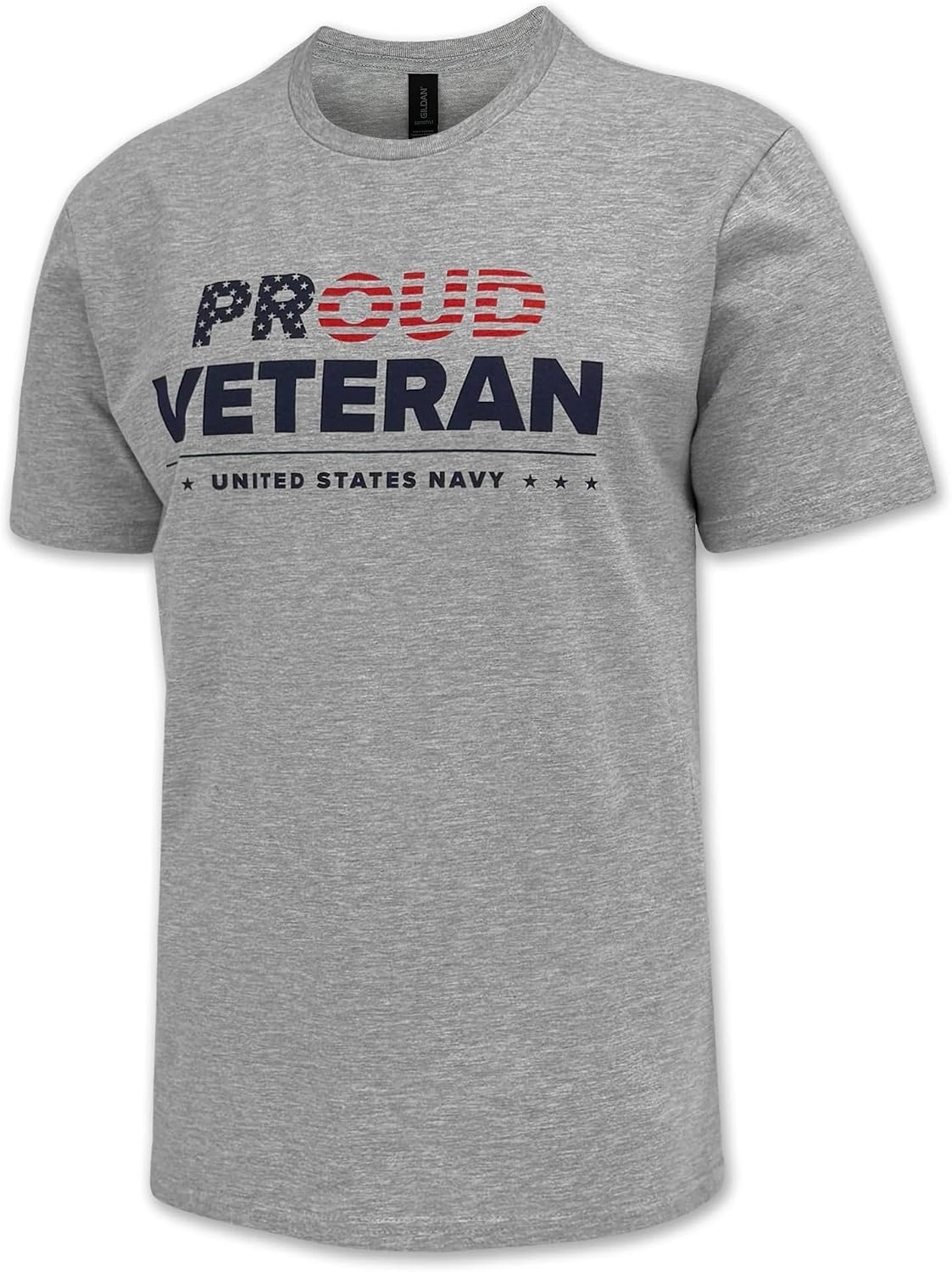 Navy Proud Veteran Cotton Blend T-Shirt, Grey, Multiple Sizes SM-3XL, Screen Printed Military Design, Made in USA