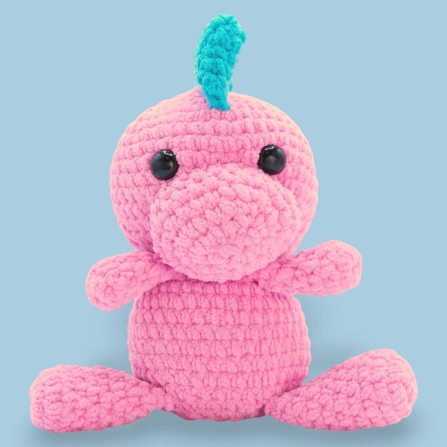 Okeydokeys Crochet Kit for Beginners, Crafts for Adults, Fun Stuff -Step-by-Step YouTube Starter Kit - Thick Chenille Yarn and Craft Supplies Included, Cute Amigurumi Art kit (Doug The Dino Kit)