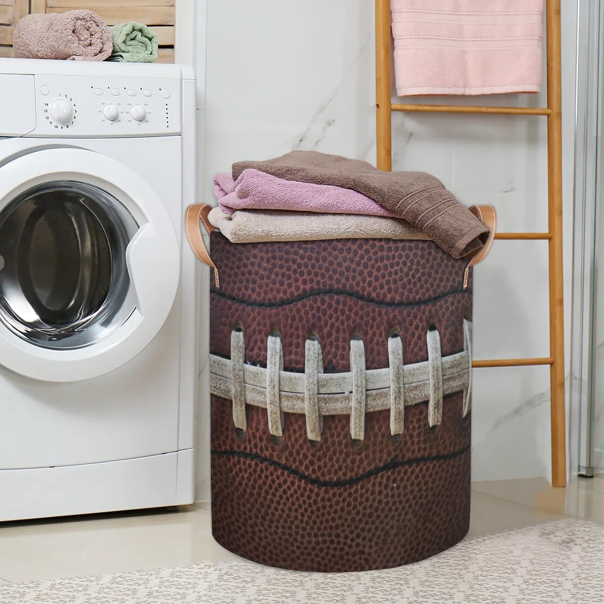 Retro Basketball Collapsible Dirty Laundry Storage Basket,Laundry Bag for Dorm,Book Organizer for Nursery Room Classroom,Round Toys Storage Bin (62L)