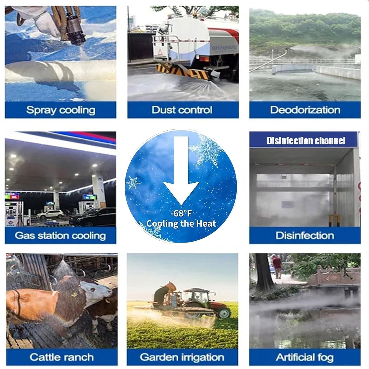 Spray Mist Cooling Set with Brass Fog Nozzles, Outdoor Mister System, Micro Spray Misting Drip Kit for Backyard, Garden, Greenhouse, Umbrella, Deck, Canopy, Pool, Porch (Size : 16M(52.5ft)+23 nozzles