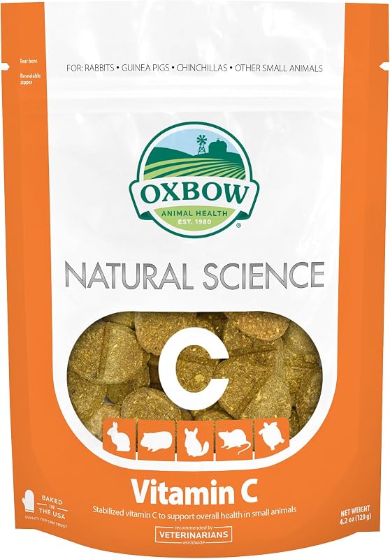 Suplemento de cobaya con vitamina C Oxbow, heno Timothy alto en fibra, 4.2 oz | Vitamina C estabilizada, alta en fibra, vitamina C de cobaya, heno Timothy, salud inmunológica, suministros para mascotas pequeñas, veterinario recomendado