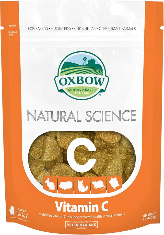 Oxbow Natural Science Vitamin C Supplement, Vitamin C &amp; High-Fiber Timothy Hay, Guinea Pig Items, Made in the USA, Small Pet Supplies, Recommended by Veterinarians, 4.2 oz