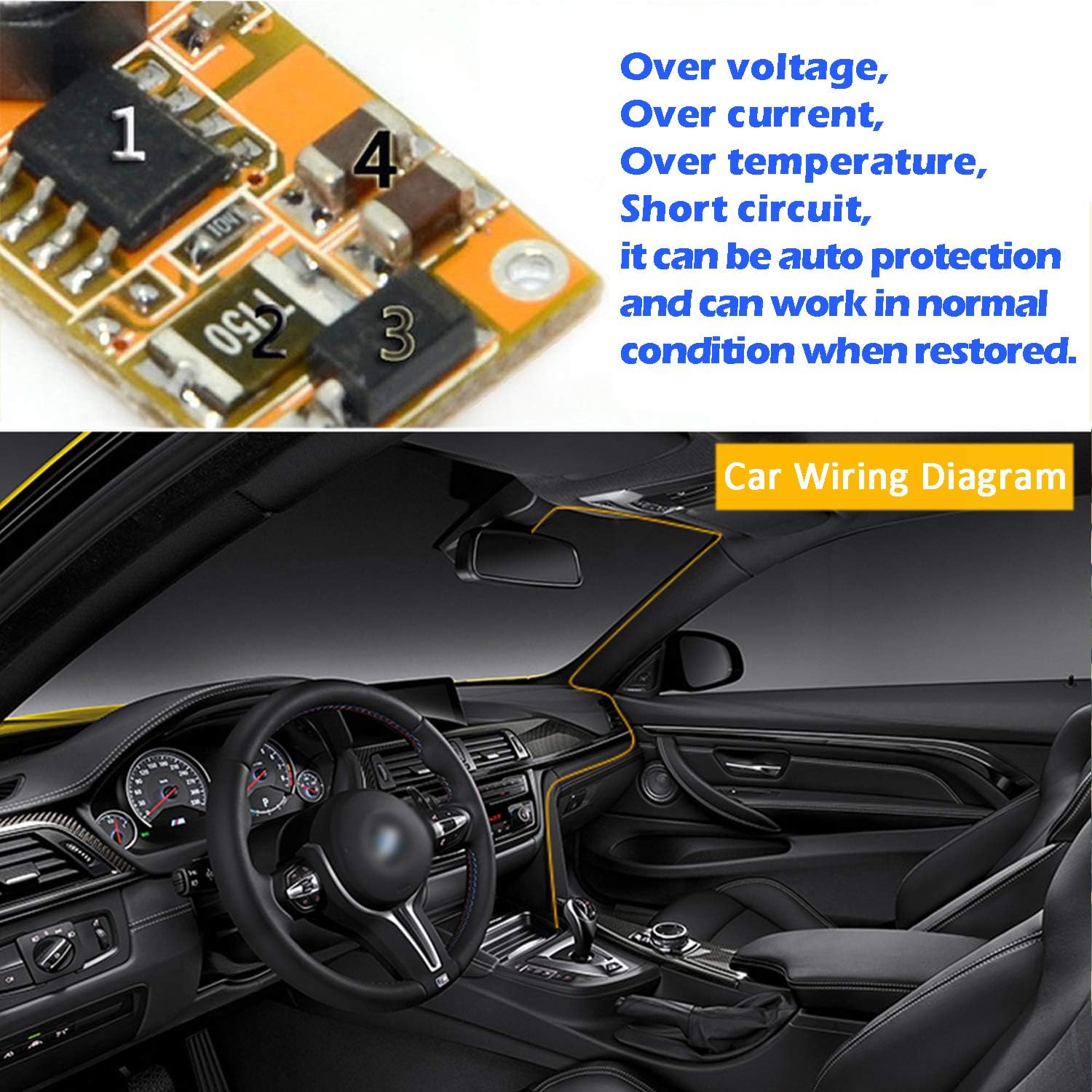 Diagram showing car interior wiring for a dash cam hardwire kit