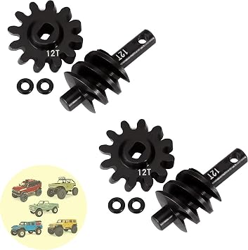 2pcs Steel Axle Differentials Gear 13T/2T Front and Rear Overdrive Differential Worm Gear for Axial SCX24 1/24 RC Crawler Truck Car Upgrades Parts Accessories 2T-12T