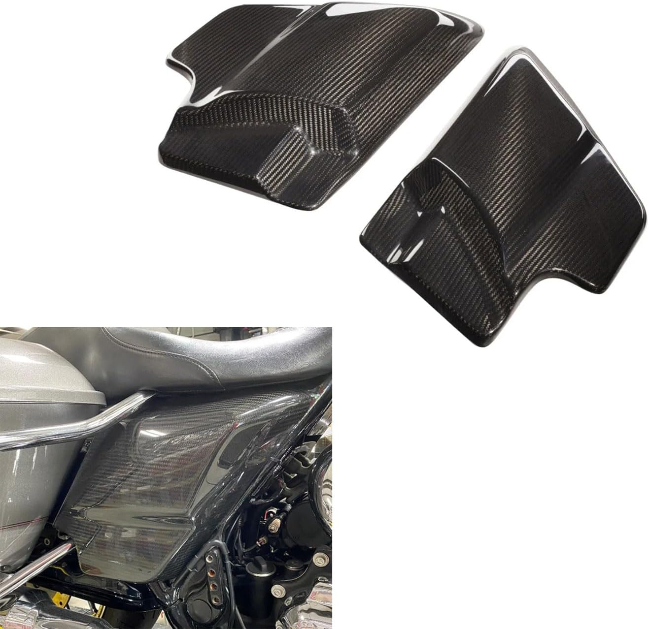 2009-2023 Touring Side Covers 100% full Carbon Fiber Battery Covers for Harley Touring Street Glide Electra Glide 2009-2023 CVO Excluded