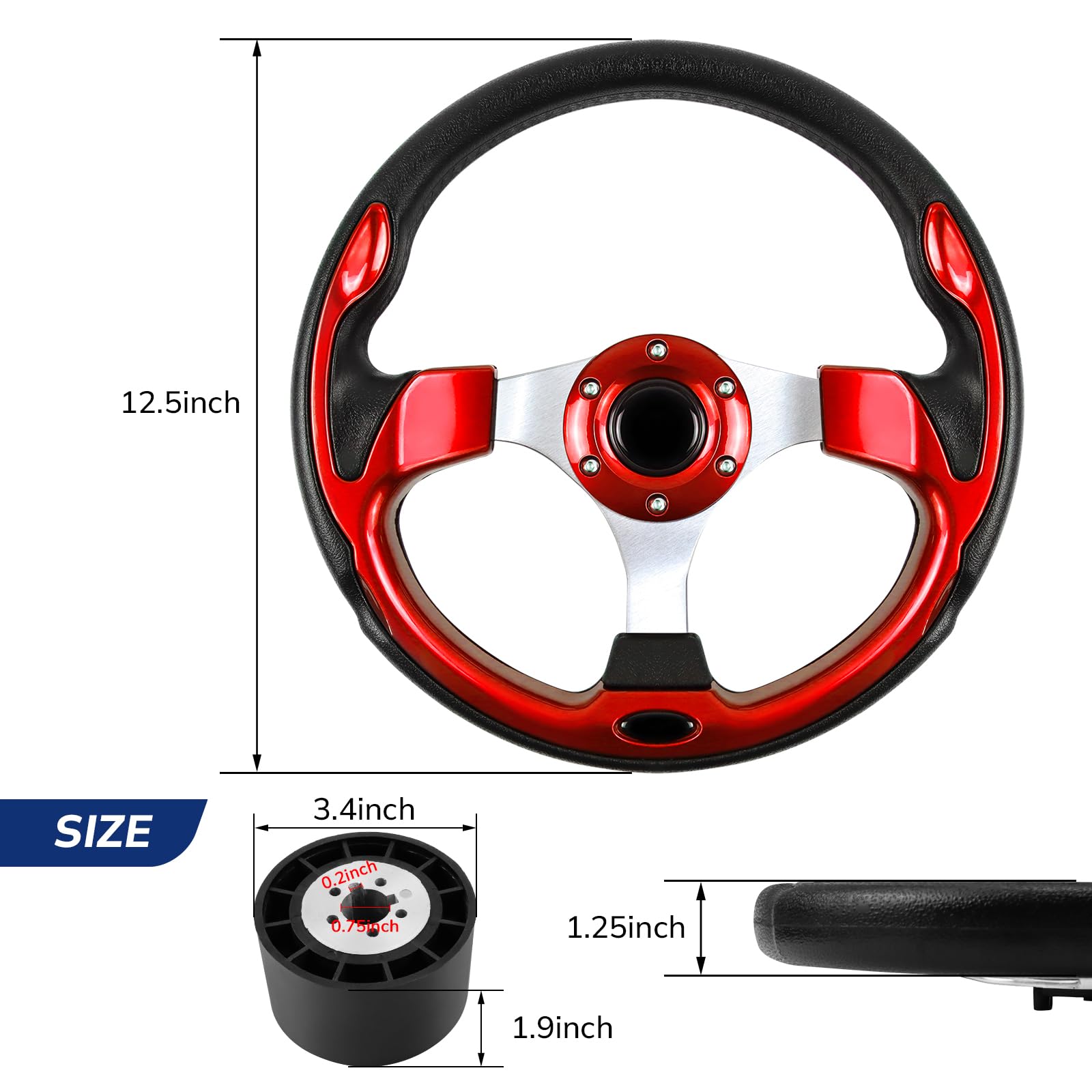 Moyeux De Volant Bateau Adaptateur 3/4 Pouces - Compatible 6 Trous 70-74mm PCD - Pour Grant NRG Lecarra GT Performance