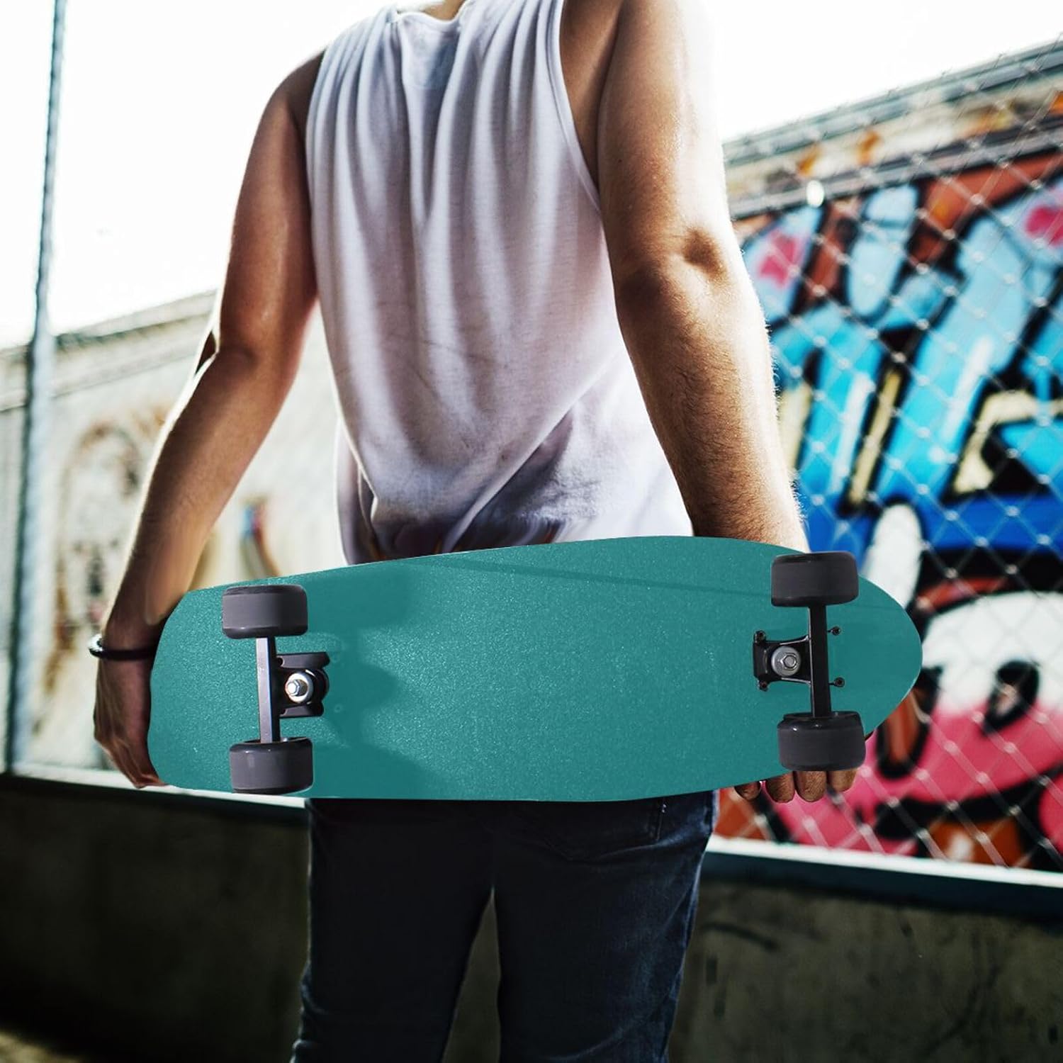 Plain Dark Teal Green Solid Color Skateboard Grip Tape 44x10 Inch Anti-Slip Waterproof Sandpaper Griptape Sheet Sticker for Longboard, Scooter, and Rollerboard Deck