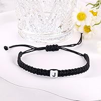 Vista 59 de Initial Bracelets for Couples Women Men Initial Charm Handmade Rope Braided Letter Bracelet for Teens Adjustable Jewelry Father's Day Gifts for Him