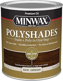 Minwax 613970444 PolyShades - Stain & Polyurethane in 1 Step, quart, Espresso, Satin