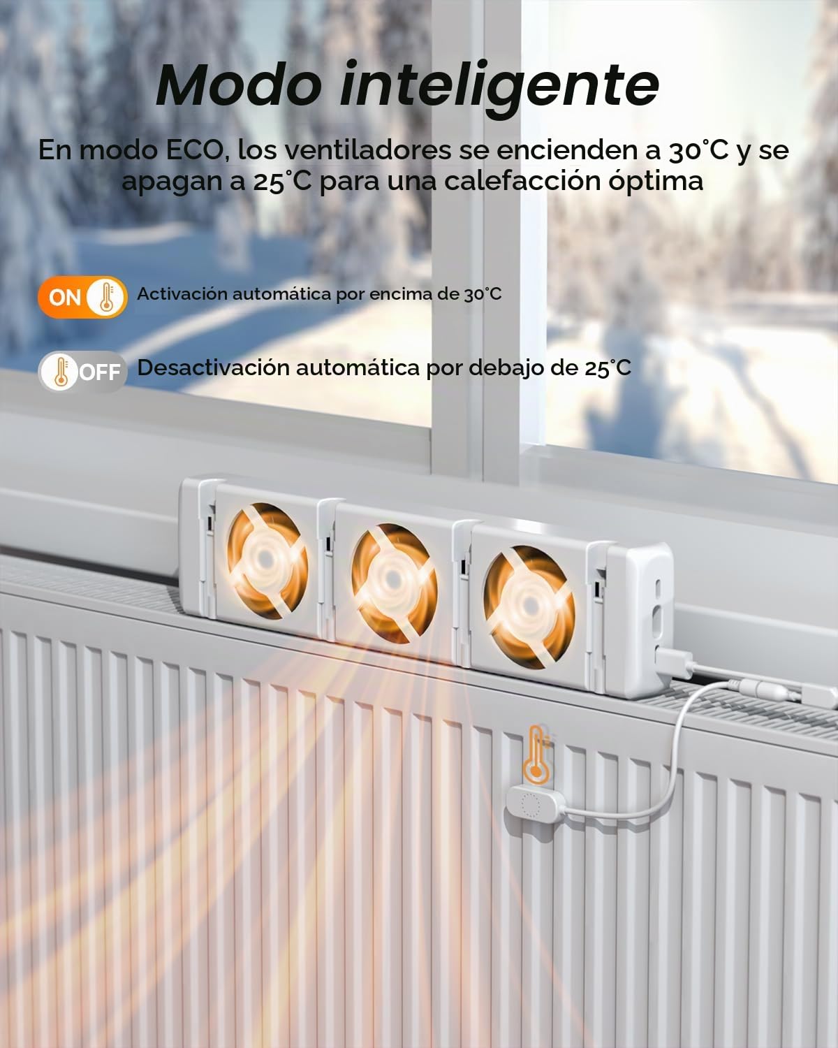 Ventilador Radiador Silencioso, Ventilador Radiador Casa para Radiadores y Suelo Radiante, Turbofans para Radiadores Calefaccion de Energía de Hasta un 22%