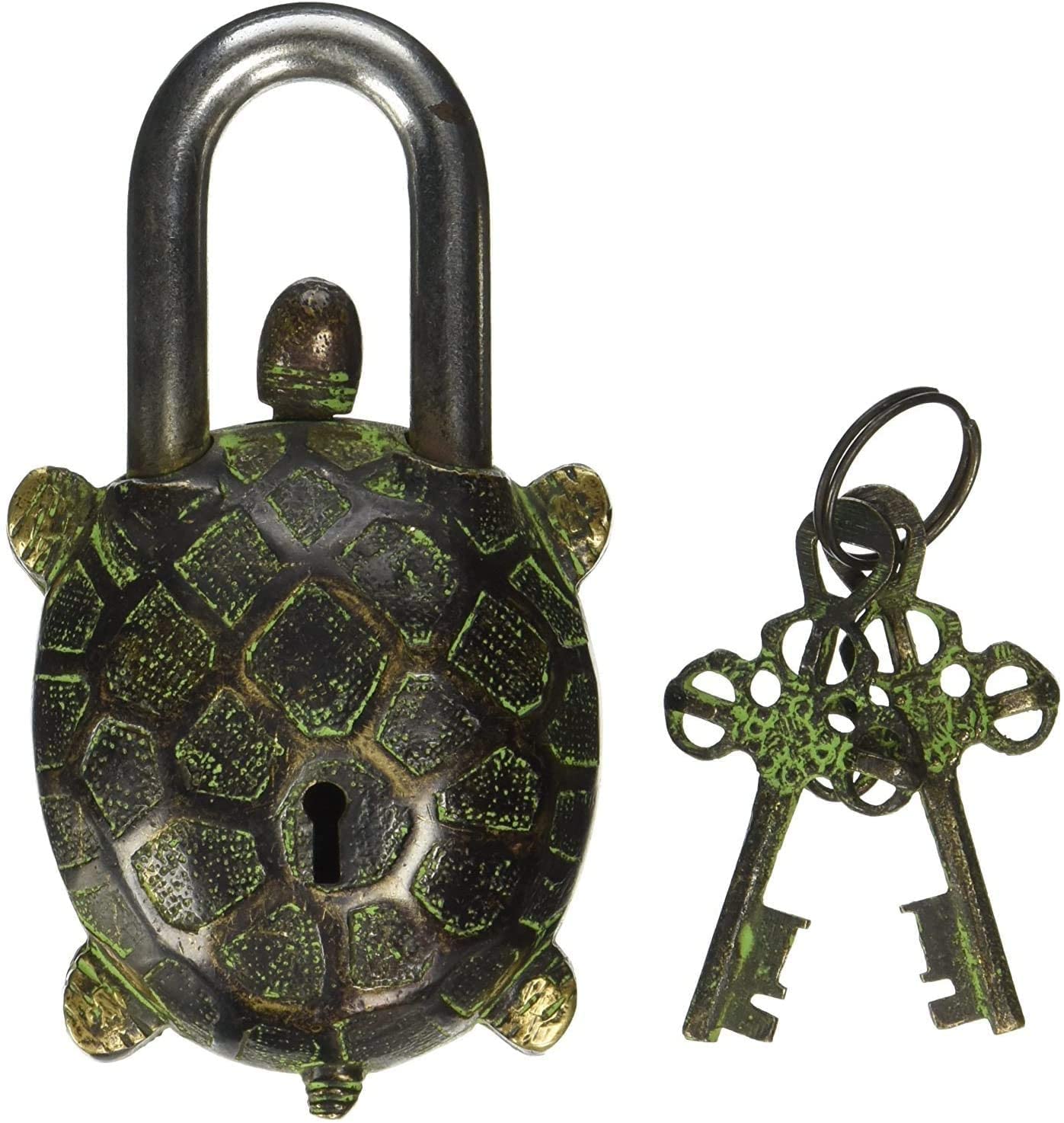 Brass Padlock - Lock with Keys - Working Functional - Brass Made Padlock Turtle Lock Black
