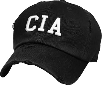 KB-Law-CIA BLK-Vintage Law Enforcement Officer Embroidered Vintage Hat Tactical Adjustable Unisex Adult Cotton Baseball Cap
