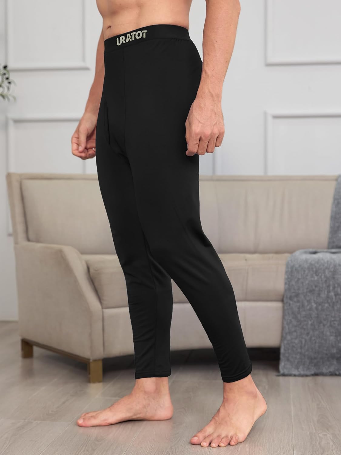 URATOT Men's Thermal Underwear Bottom Fleece Long Johns for Men Soft Warm Base Layer Thermal Pants for Cold Weather - Image 6