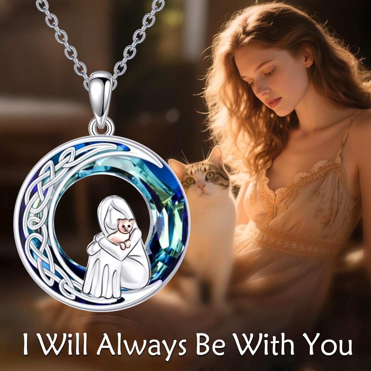 TOUPOP Cat Necklace for Women Sterling Silver Crystal Cats Jewelry Birthday Christmas Gifts - Image 2