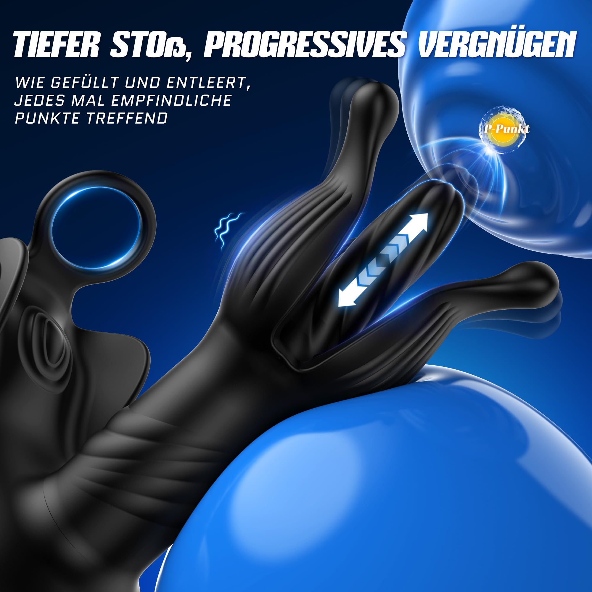 Vibrador de Anal con Anillo de Pene, Plug Anal Estimulador Prostata Juguetes Sexuales Hombre Dildo Vibrador Anal consoladores.. para hombre con 9 Vibración 9 Escalable Modos, APP Control