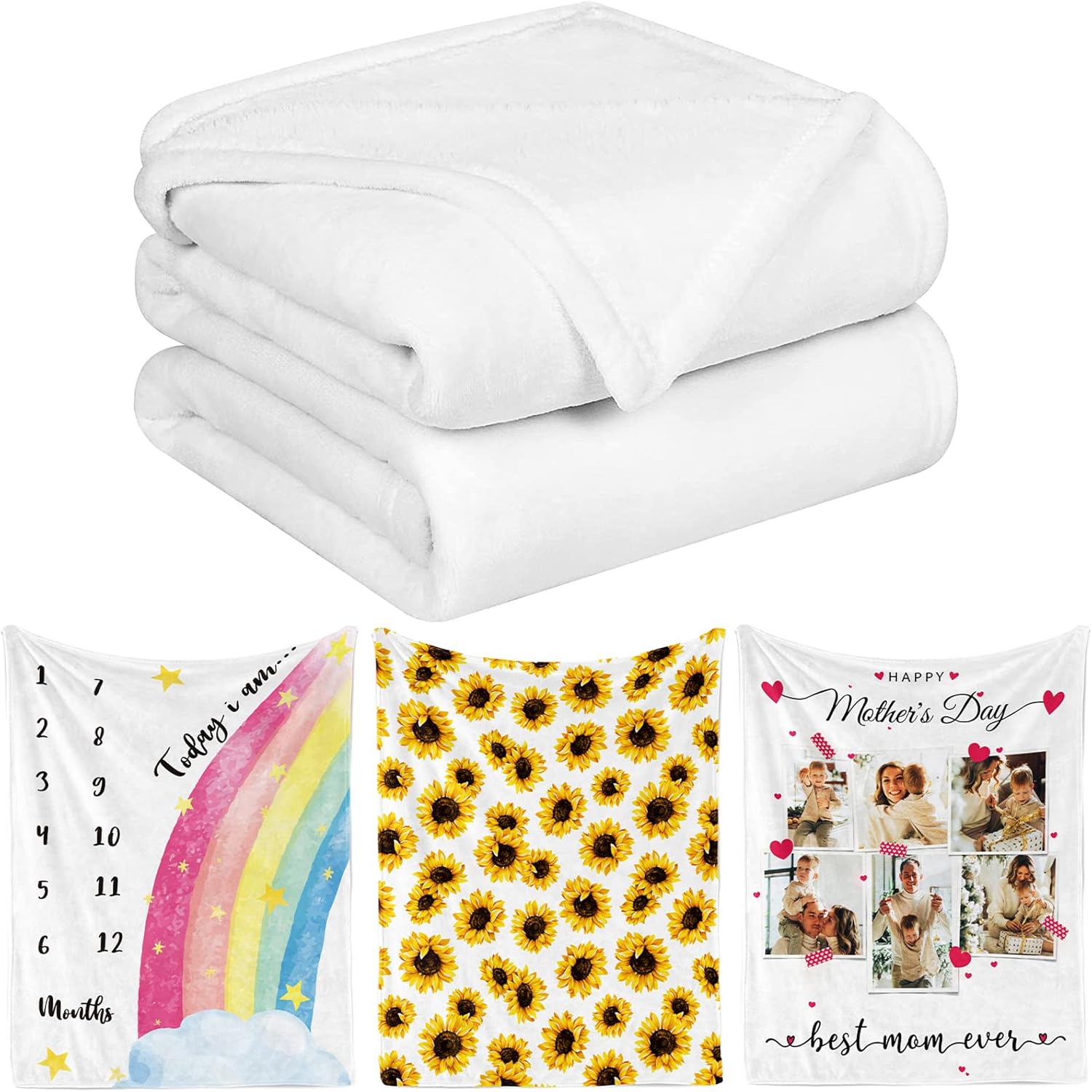 Sublimation Throw Blanket - Customizable, Heat Press, White, 50"x40"