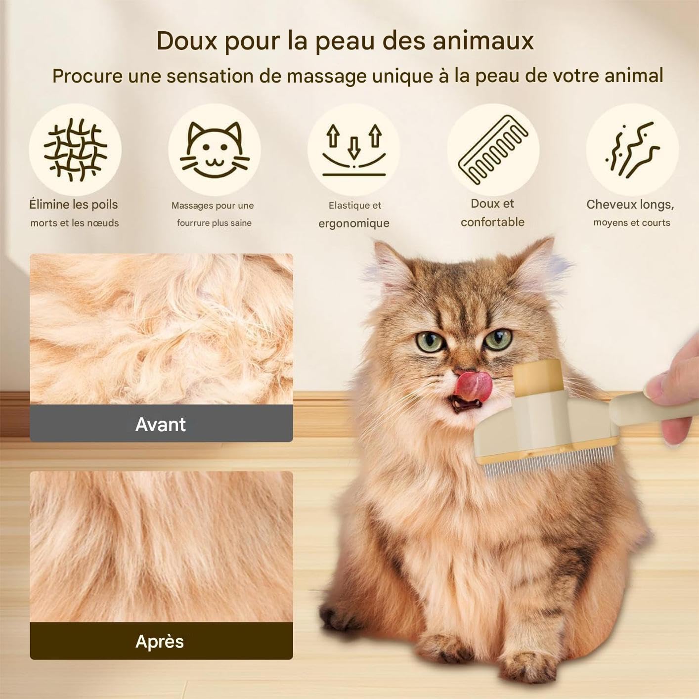 Pettine Per Animali Spazzola Per Toelettatura E Sfoltimento Pelo Cani | Pettine Autopulente Per Massaggio Animali Con Pulsante Rilascio Per Gatti A Pelo Corto E Lungo, Cuccioli, Animali Piccoli