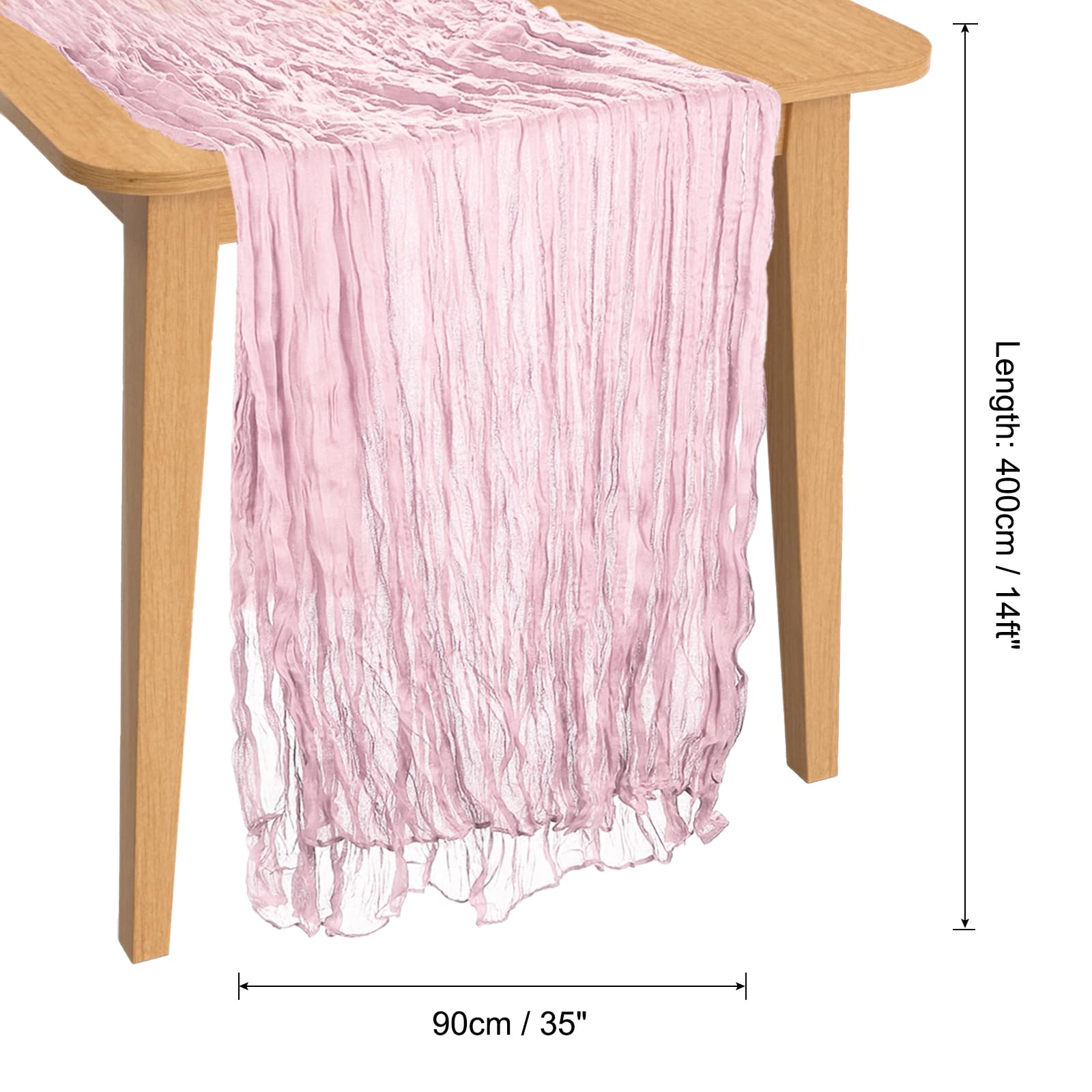 PATIKIL 14 Ft Cheesecloth Table Runner Rustic Gauze Terracotta Cheese Cloth Table Runner with Wrinkled for Bohemian Wedding Party Bridal Shower Table Decoration - Image 2