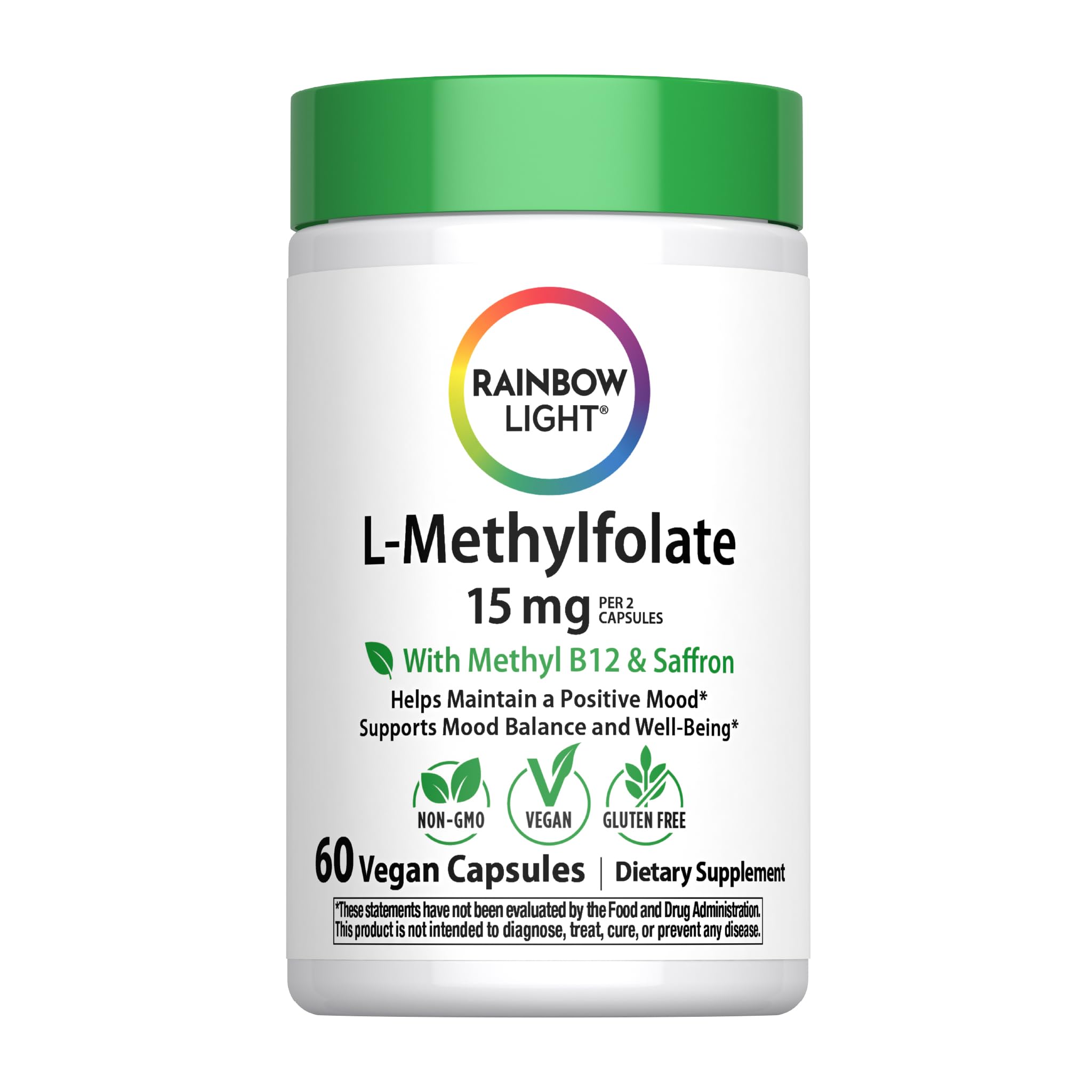 Rainbow Light L-Methylfolate 15 mg with Methyl B12 | 60 Capsules