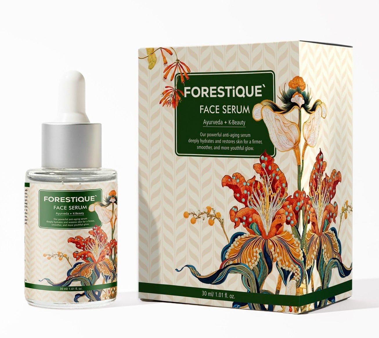FORESTiQUE Ayurveda + K-Beauty Fusion Face Serum | PDRN + Peptides + Cica + Ceramide Complex | Hydrating, Firming & Brightening | Mood-Enhancing Neuro Cosmetic Aroma – 30ml-image-49