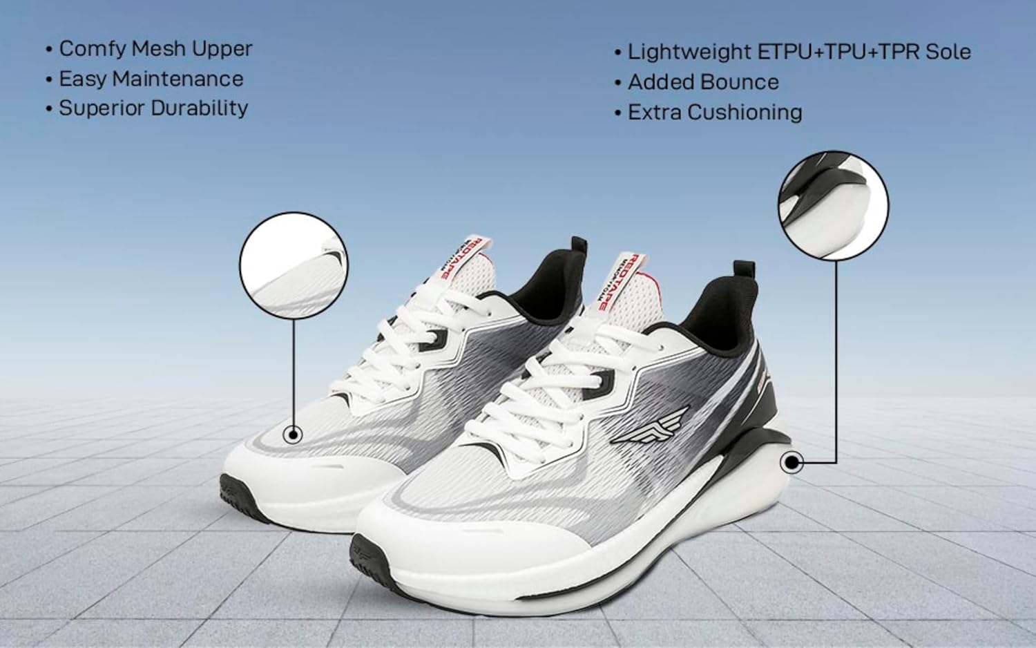 Red Tape Men's Road Running Shoes, Lightweight Breathable Upper Mesh Sneakers with Cushioned Insole, Slip-On Comfort, Ideal for Walking, Gym, Tennis, Outdoor Sports & Daily Casual Wear - Image 2