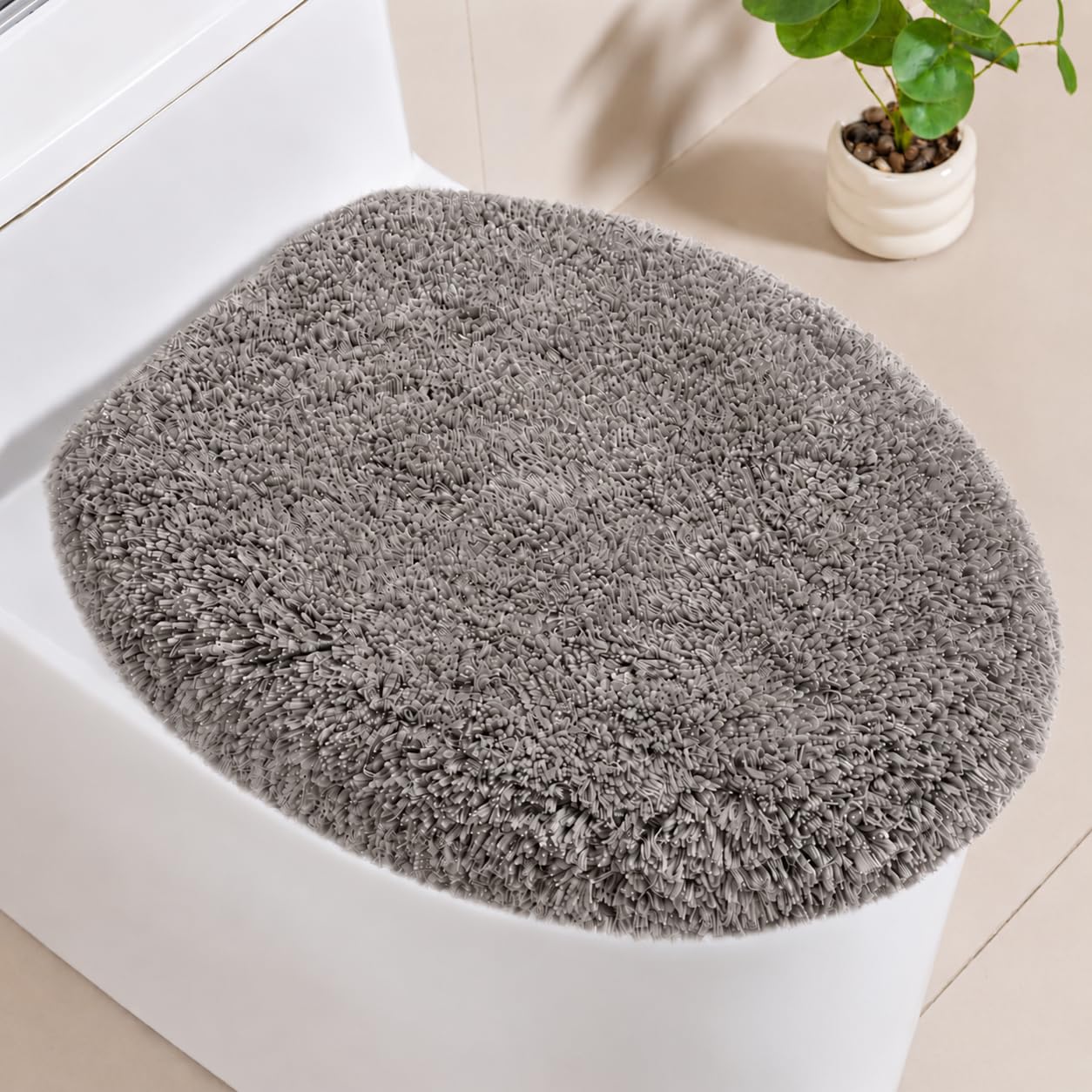 Microfiber Elongated Toilet Seat Cover, 19.5"x15" Machine Washable