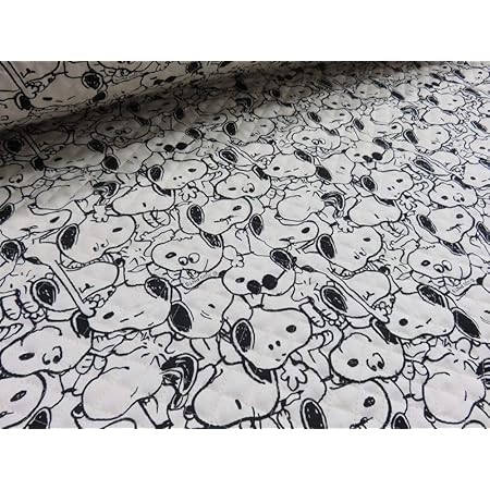 Amazon スヌーピー モノクロ オフ オックスキルト キャラクター 生地 布地 プリント コットン 入園 布 生地 通販
