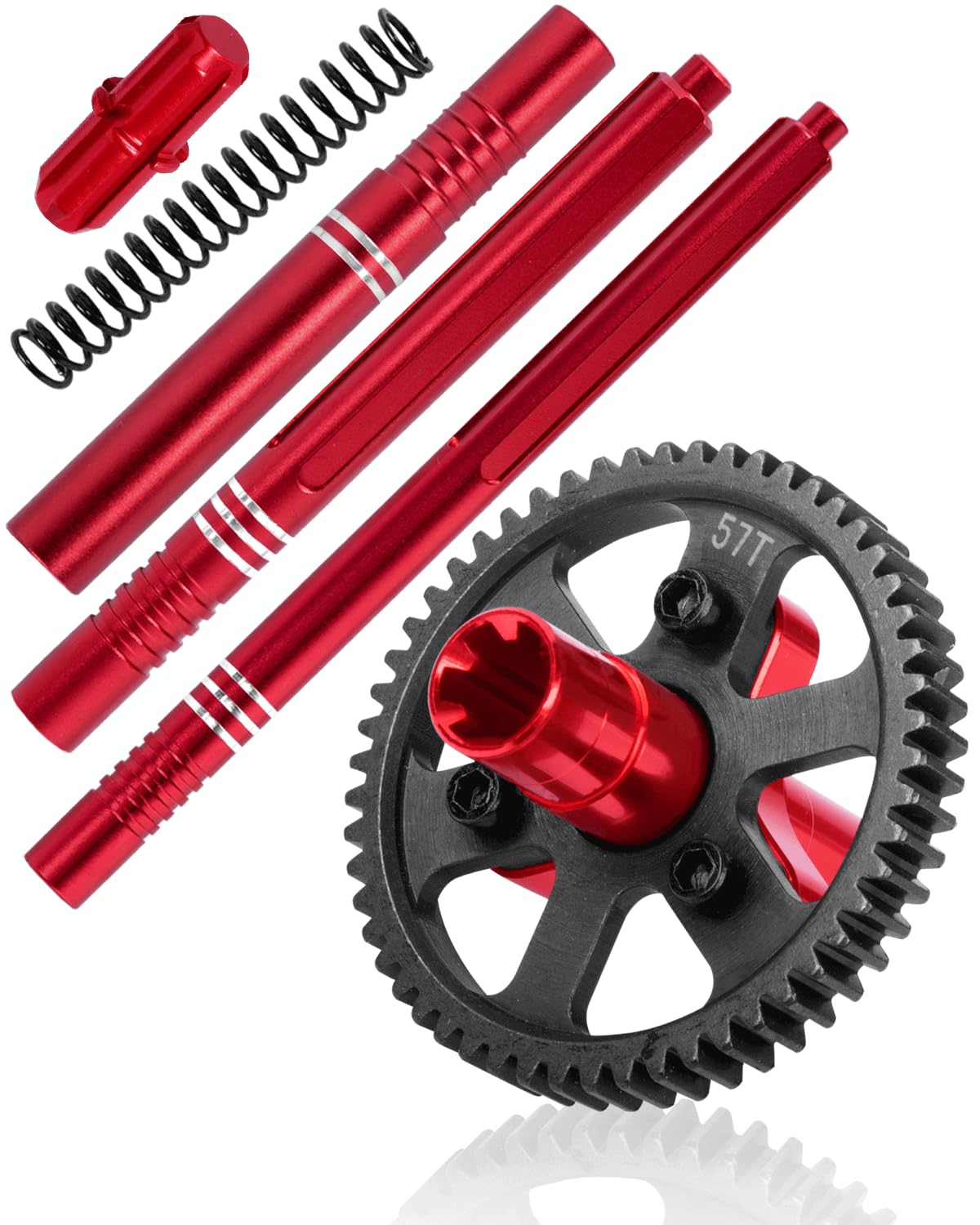 RCHuiWow RC 0.8Mod 57T Gear & Center Driveshaft Upgrades Part for 1/10 Granite Senton Vorteks Big Rock 3S/Kraton Outcast 4S,Metal 57T Slipper Clutch & Center CVD