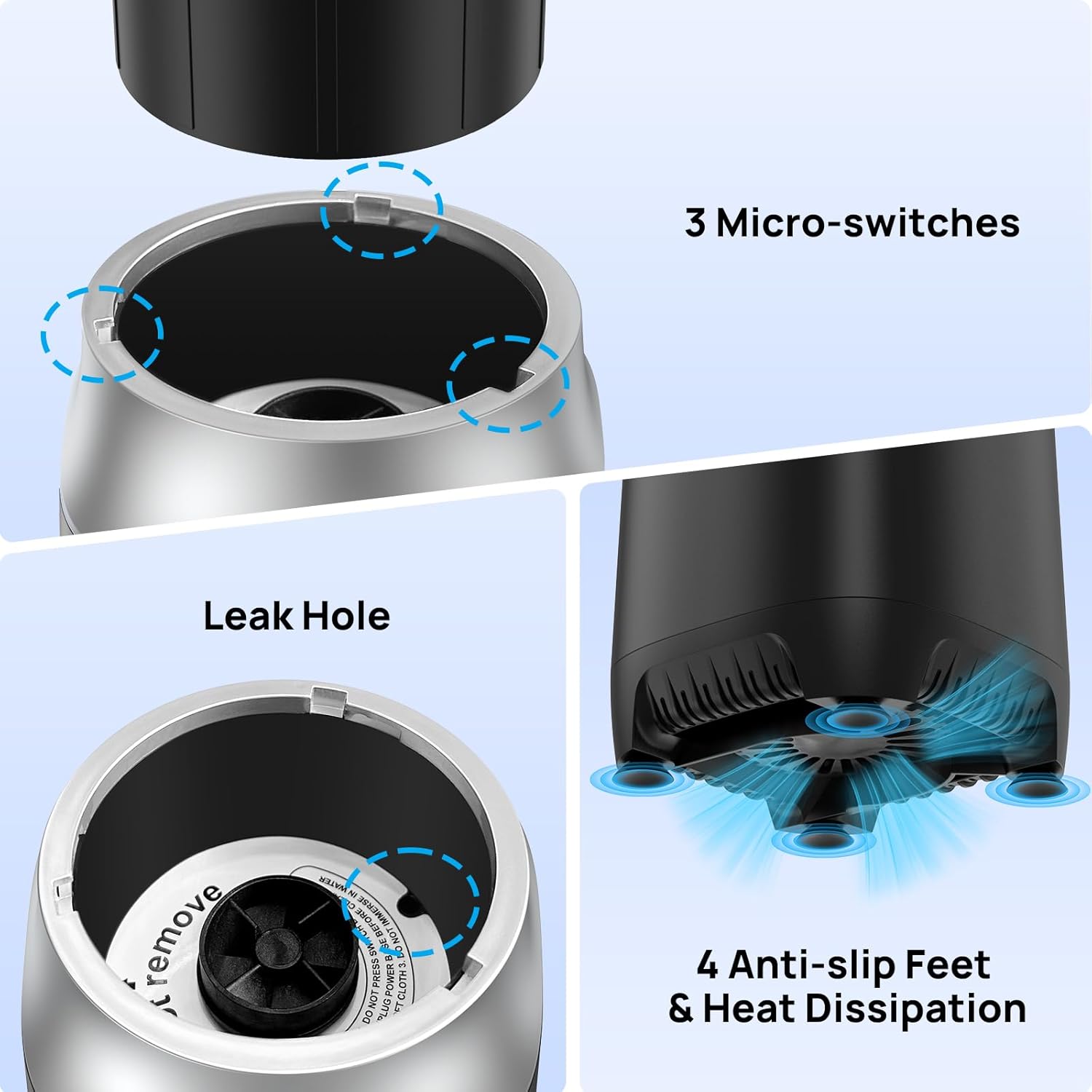 Consciot CB10 11Pcs Personal Blender, Blend Shakes and Smoothies, Frozen Drinks, Baby Food, Spreads & More, 3 Portable BPA Free To-Go Cups & 2 Spout Lids & 1 Flat Lid, Nutritious Recipe, 900 Peak Watt