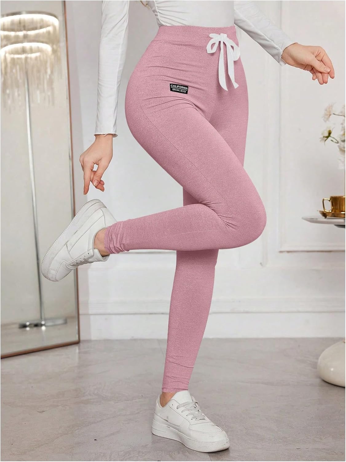 Verdusa Women's Drawstring High Waisted Leggings Tummy Control Workout Gym Yoga Pants - Image 3