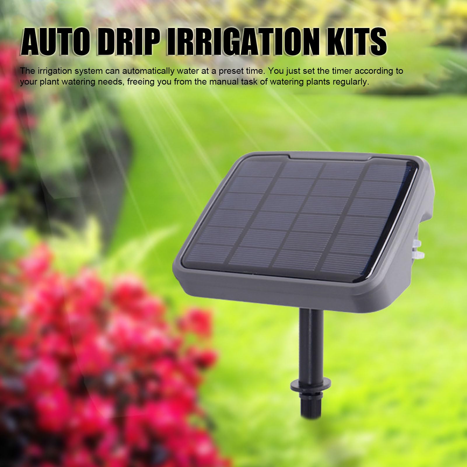FLEXMAN Irrigazione Automatica Solare, di Kit di Irrigazione a Goccia Automatico Solare Universale con Funzione Timer, di Irrigazione Automatica per Serre, Orti (Versione normale)