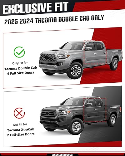 Miniatura 2 de Estribos de 500 libras compatibles con Toyota Tacoma 2025 2024 de doble cabina, escalones laterales de aluminio sin perforación, accesorios de