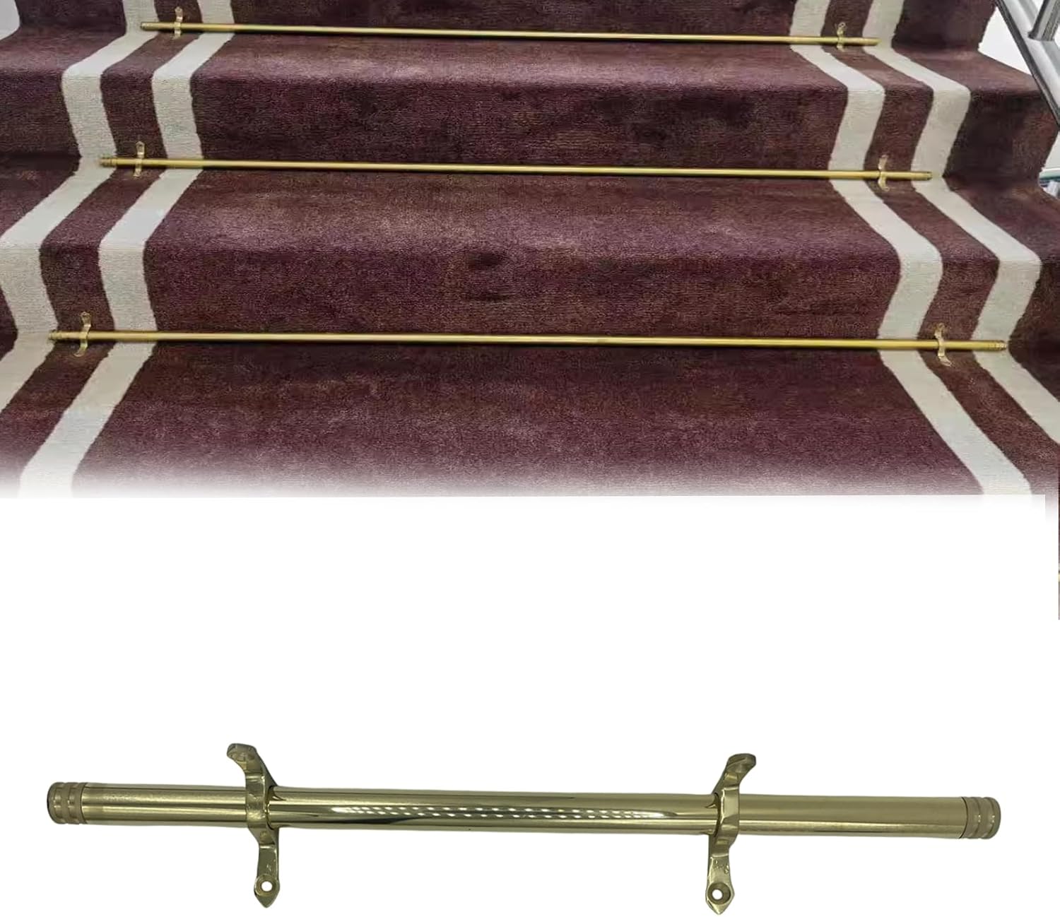 Stair Carpet Rods Staircase Carpet Rod, Brass Stair Carpet Rods, Carpet Fixing Rods for Office, Theatre, Corridor Stairs, Fixed Step Pads, Easy to Install Carpet Runner(Size:15cm/5.9in/0.5ft)