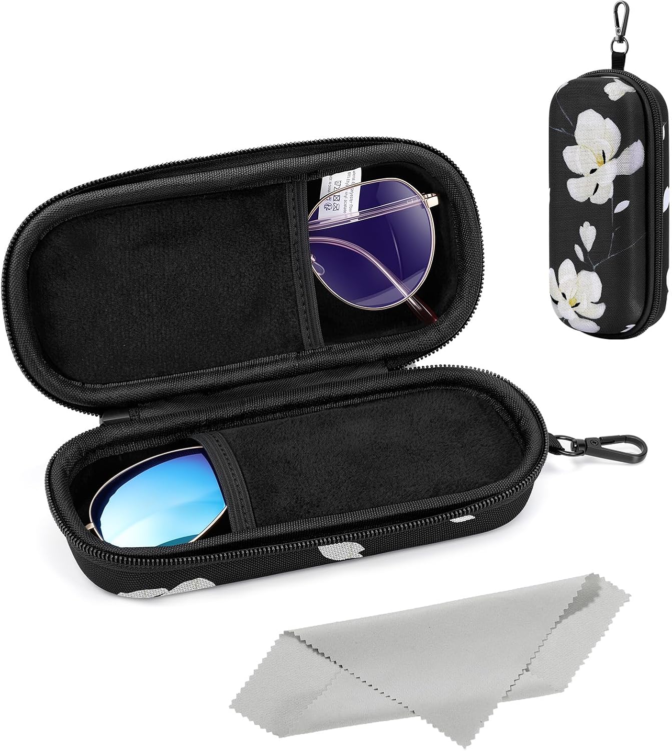 MoKo Double Eyeglass Case, Hard Shell Dual Glasses Case, Travel Sunglass Organizer with Zipper, Eyeglasses Storage Box